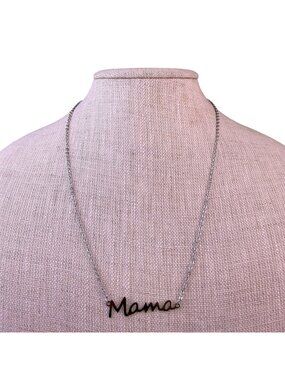 Isabella M. Womens Silver Tone Sterling Necklace Mama Script Design